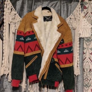 Vintage Leather and Wool Coat